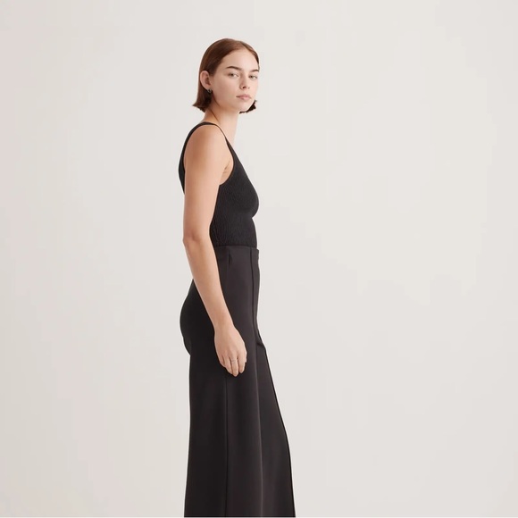 Quince Ultra-Stretch Ponte Super Wide Leg Ankle Pant Black NWT Multiple Sizes - Picture 4 of 11